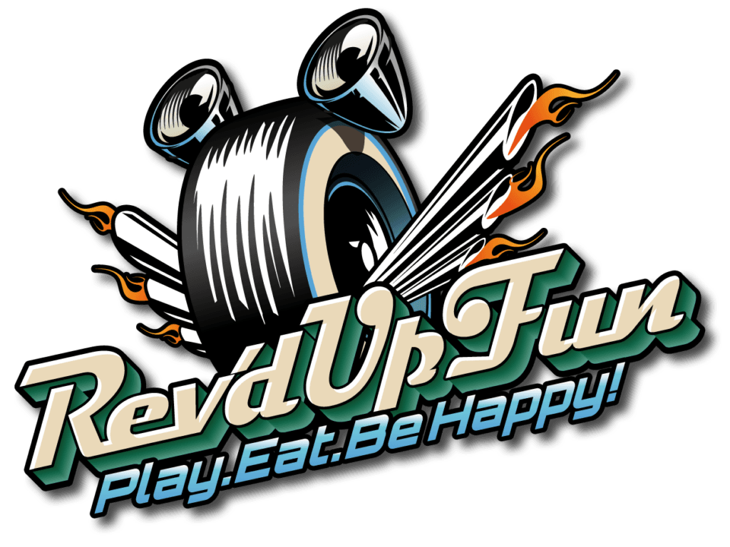 Rev'd Up Fun logo that reads, "Play. Eat. Be happy!"