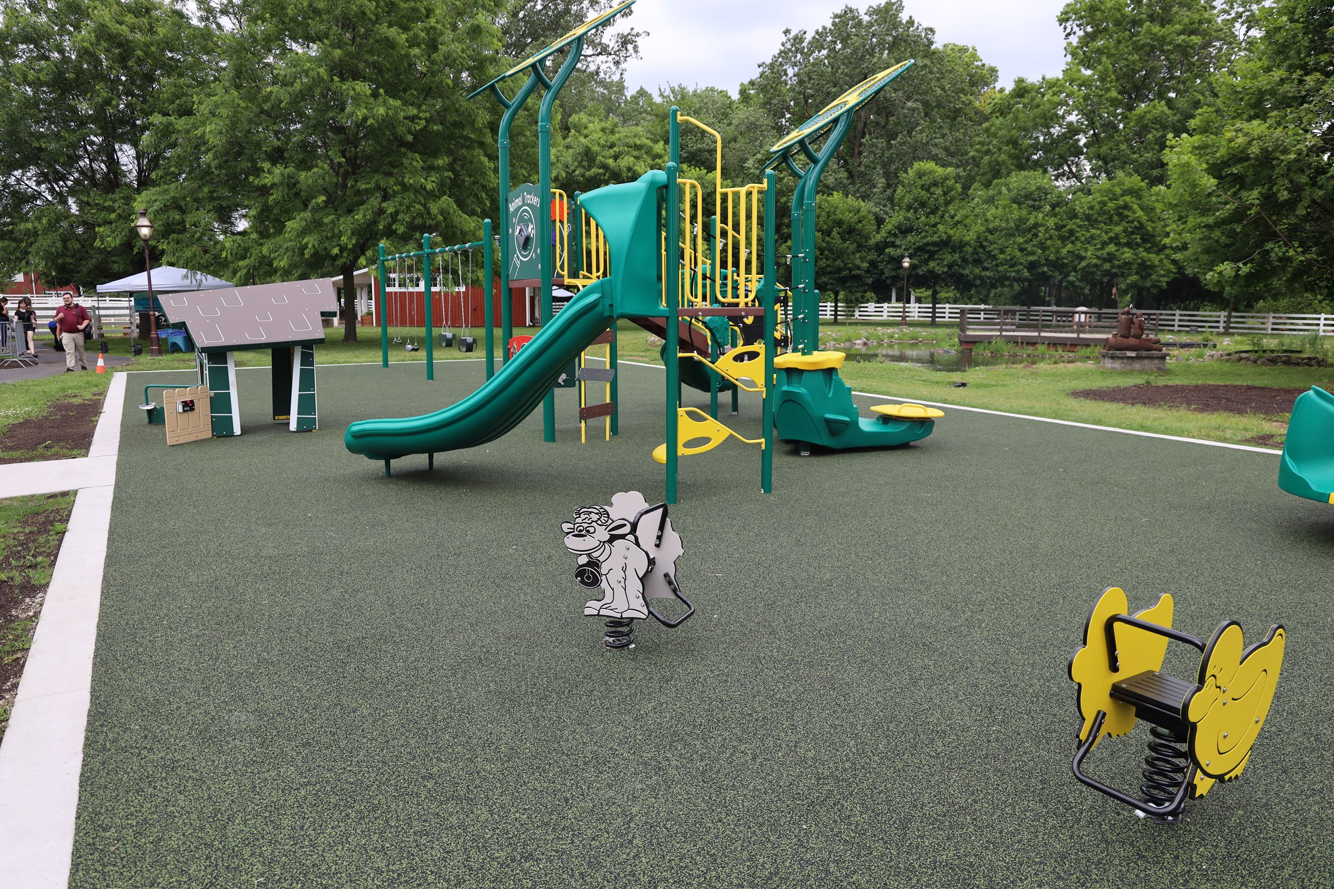 The new farm themed playscape during the grand opening at the Heritage Park Petting Farm. 