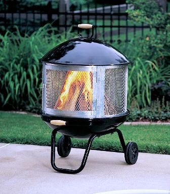 Stock Image of an outdoor fireplace with Spark Screen.