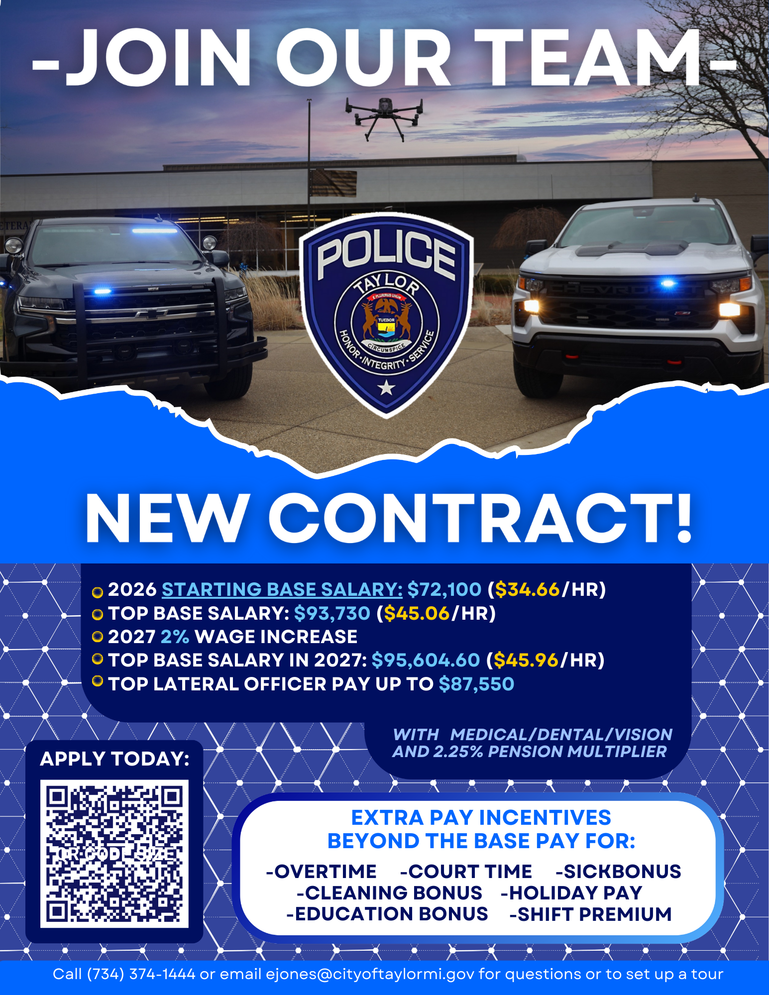 Taylor Police new contract calls for 2026 starting rate of $72,100