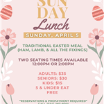 Traditional Easter meal. Reservations at (734) 287-9001,